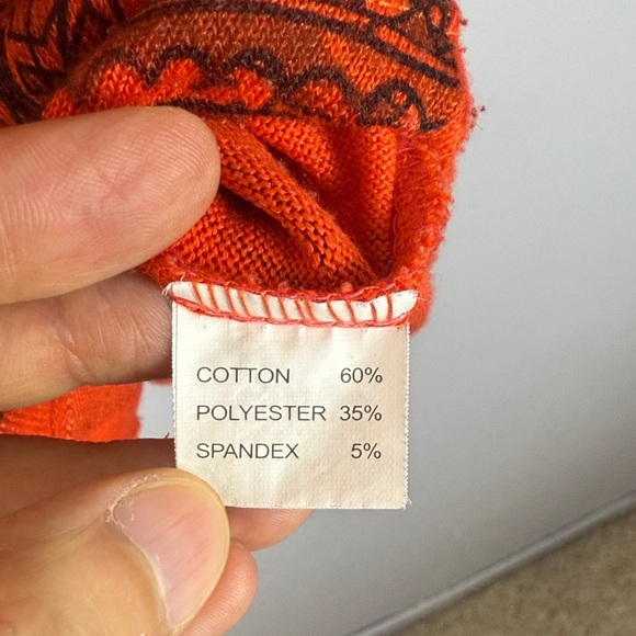 Domani Casual Stylish Cotton Blend Orange & Black Mandala Inspired Boho Top L - Picture 8 of 11